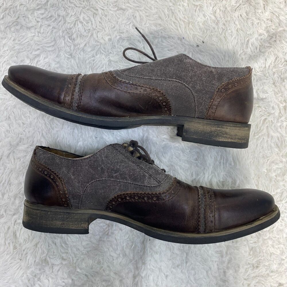Steve Madden Handmade Leather Fabric Dress Brogues Oxfords Mens 13D